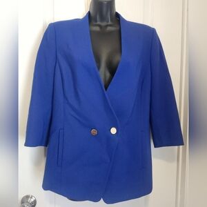 Ted Baker Cobalt Blue Double-Breasted Blazer Size 4 EUC